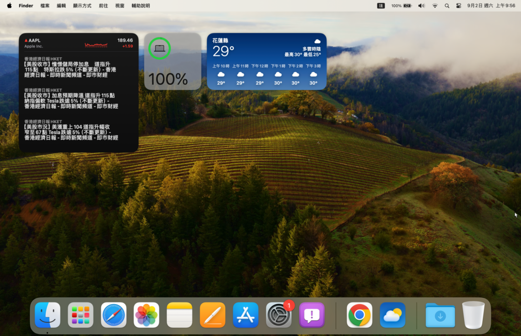 MacOS Sonoma Beta 版本，更新後的畫面